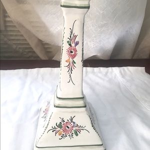 Artisan Hand Painted Floral Candlestick
